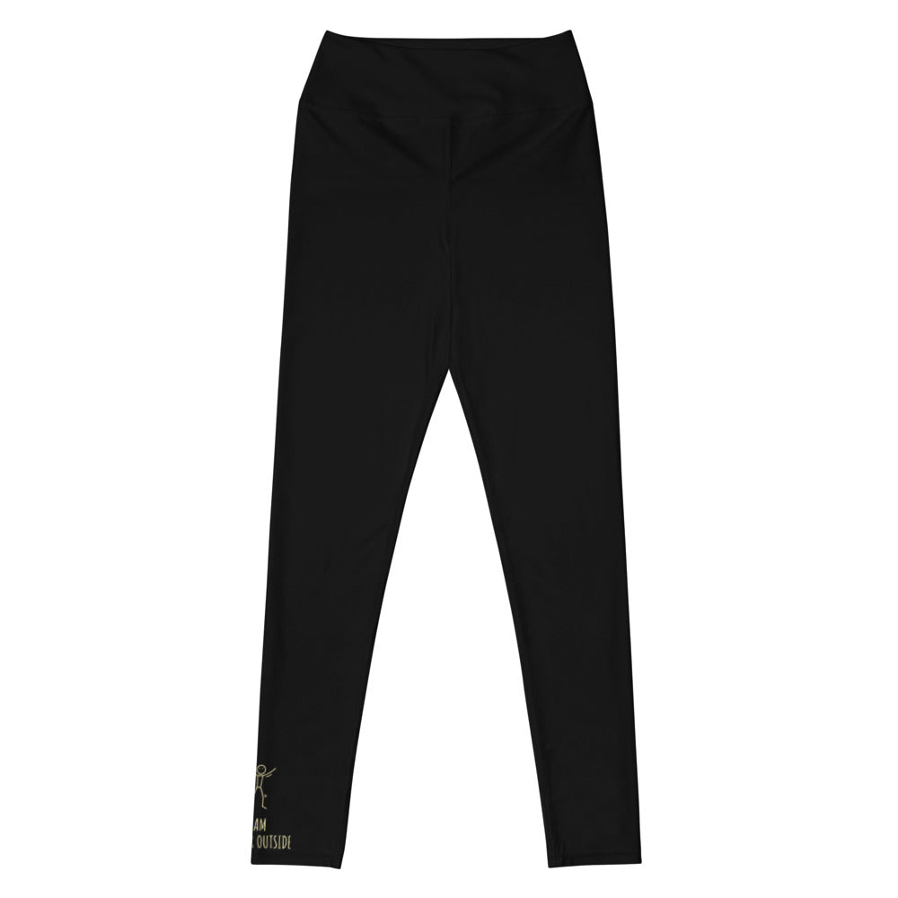 Black "I Am Happier Outside" Leggings