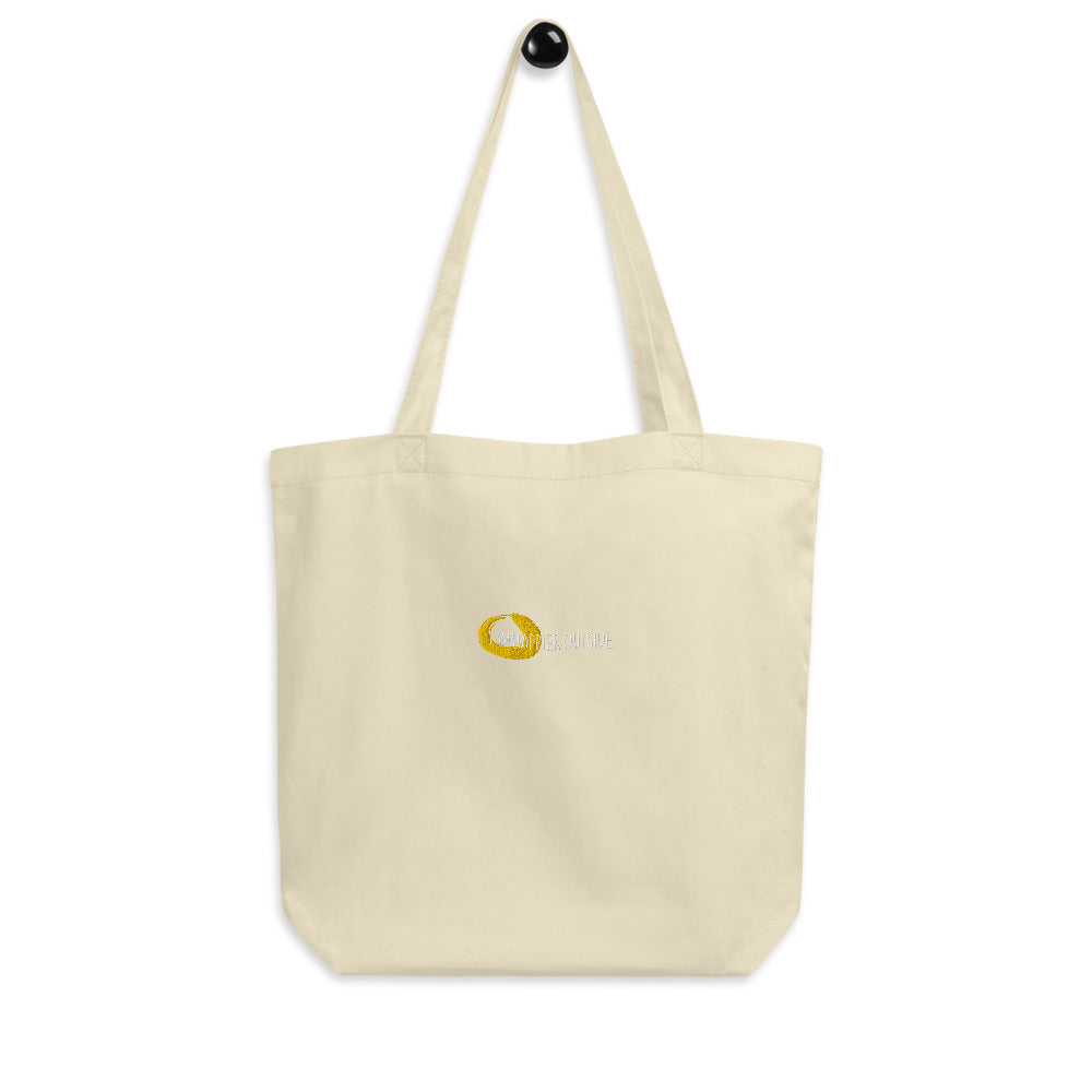 Happier Outside Tote Bag by Ecoconscious