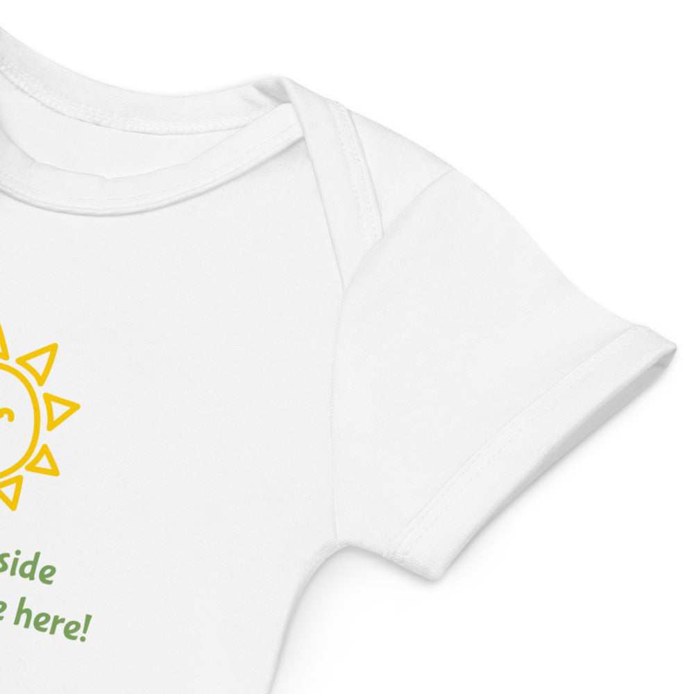 "Let's Go" Organic cotton baby bodysuit, sunshine motif